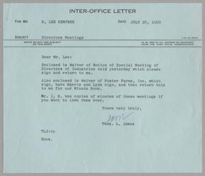 [Letter from Thomas Leroy James to Robert Lee Kempner, July 28, 1960]