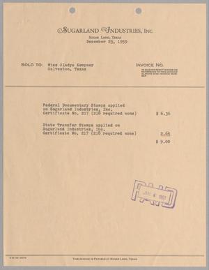 Primary view of object titled '[Invoice for Stamps, December 23, 1959]'.