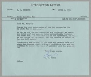 [Letter from Gus A. Stirl to Isaac Herbert Kempner, April 6, 1960]