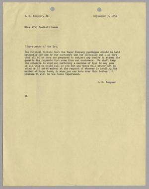 [Letter from Isaac Herbert Kempner to Isaac Herbert Kempner Jr., September 3, 1953]