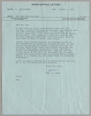 [Letter from Thomas Leroy James to Robert Lee Kempner, March 21, 1960]