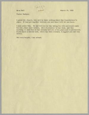 [Letter from Walter Rathjen to Sara Hall, March 19, 1965]