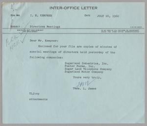 [Letter from Thomas Leroy James to Isaac Herbert Kempner, July 28, 1960]