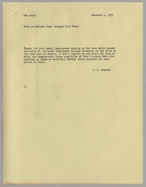 [Letter from Isaac Herbert Kempner to Ken Laird, December 4, 1953]
