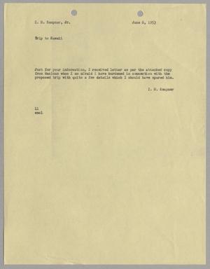 [Letter from Isaac Herbert Kempner to Isaac Herbert Kempner Jr., June 6, 1953]