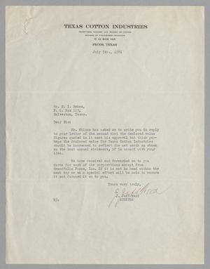 [Letter from J. Jeff Wood to R. I. Mehan, July 5, 1941]