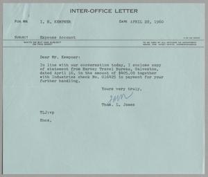 [Letter from Thomas Leroy James to Isaac Herbert Kempner, April 29, 1960]