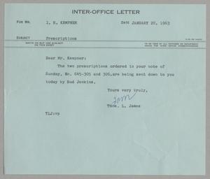 [Letter from Thomas Leroy James to Isaac Herbert Kempner, January 29, 1963]