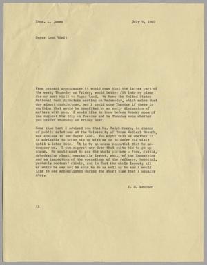 [Letter from Isaac Herbert Kempner to Thomas Leroy James, July 9, 1960]