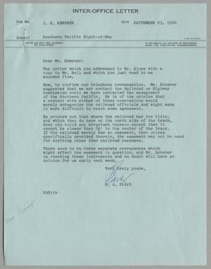 [Letter from Gus A. Stirl to Isaac Herbert Kempner, September 23, 1960]