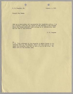 [Letter from I. H. Kempner to I. H. Kempner, Jr., January 3, 1953]