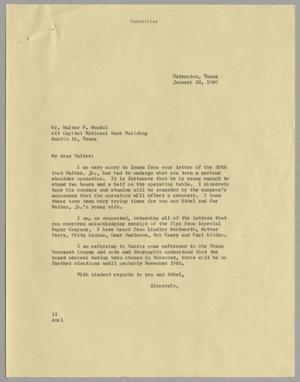 [Letter from Isaac Herbert Kempner to Walter F. Woodul, January 22, 1960]