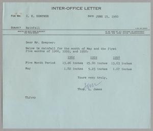 [Letter from Thomas Leroy James to Isaac Herbert Kempner, June 15, 1960]
