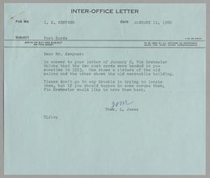 [Letter from Thomas Leroy James to Isaac Herbert Kempner, January 11, 1960]