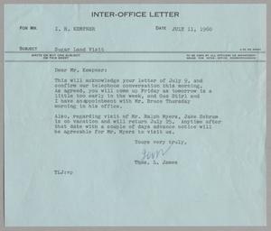[Letter from Thomas Leroy James to Isaac Herbert Kempner, July 11, 1960]
