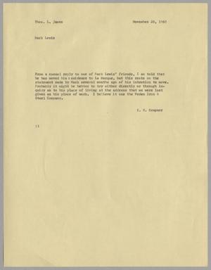 [Letter from Isaac Herbert Kempner to Thomas Leroy James, November 28, 1960]