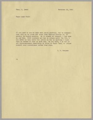 [Letter from Isaac Herbert Kempner to Thomas Leroy James, November 25, 1960]