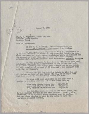 Primary view of object titled '[Letter from G. D. Ulrich to J. S. Whitworth, August 7, 1939]'.