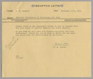 [Letter from J. M. Sutton to I. H. Kempner, February 17, 1953]