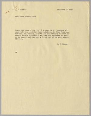 [Letter from Isaac Herbert Kempner to J. Margaret Sutton, September 12, 1960]