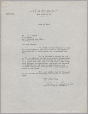 [Letter from J. A. Phillips to I. H. Kempner, July 20, 1945]