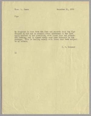[Letter from Isaac Herbert Kempner to Thomas Leroy James, December 31, 1963]