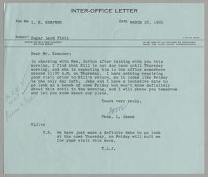 [Letter from Thomas Leroy James to Isaac Herbert Kempner, March 28, 1960]