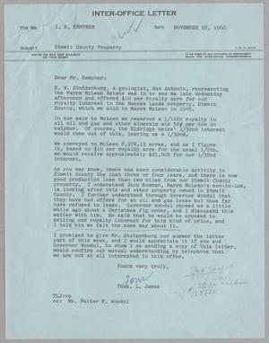 [Letter from Thomas Leroy James to Isaac Herbert Kempner, November 28, 1960]