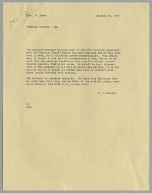 [Letter from Isaac Herbert Kempner to Thomas Leroy James, January 25, 1960]