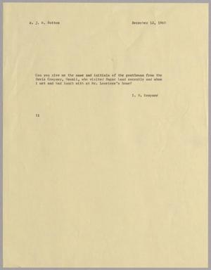 [Letter from Isaac Herbert Kempner to J. Margaret Sutton, December 12, 1960]