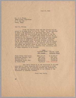 [Letter from Harris L. Kempner, Jr. to J. C. Wilson, June 17, 1943]
