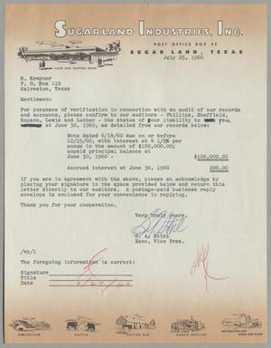 [Letter from Gus A. Stirl to H. Kempner Firm, July 25, 1960]