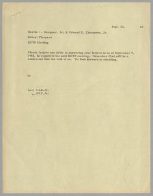 [Letter from Harris L. Kempner & Edward R. Thompson, Jr. to Robert Vineyard, September 24, 1965]