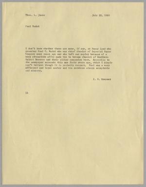 [Letter from Isaac Herbert Kempner to Thomas Leroy James, July 22, 1960]