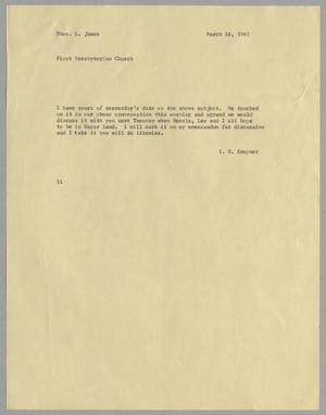 [Letter from Isaac Herbert Kempner to Thomas Leroy James, March 16, 1960]