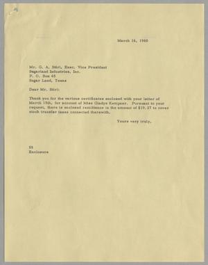 [Letter from Ray I. Mehan to Gus A. Stirl, March 16, 1960]