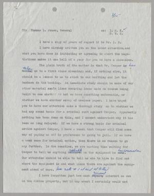 [Letter from Isaac Herbert Kempner Jr. to Thomas Leroy James, August 18, 1953]