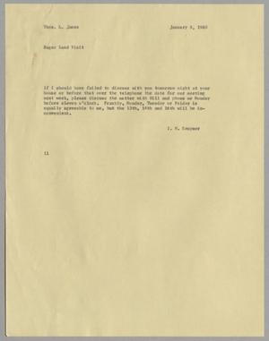 [Letter from Isaac Herbert Kempner to Thomas Leroy James, January 8, 1960]