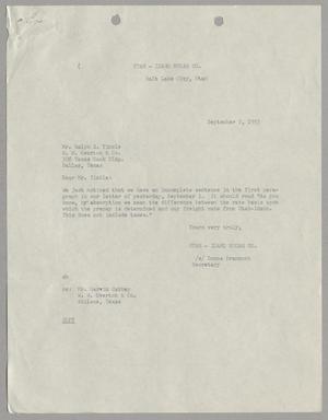 Primary view of object titled '[Letter from Donna Brannock to Ralph E. Tinkle, September 2, 1953]'.