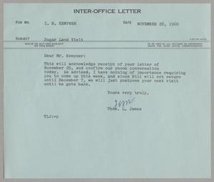 [Letter from Thomas Leroy James to Isaac Herbert Kempner, November 28, 1960]