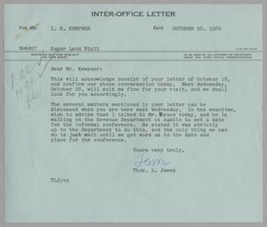 [Letter from Thomas Leroy James to Isaac Herbert Kempner, October 20, 1960]