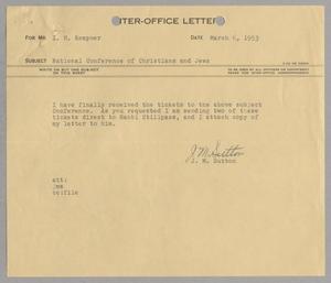 [Letter from J. M. Sutton to I. H. Kempner, March 6, 1953]