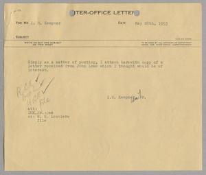 [Letter from Isaac Herbert Kempner Jr., to Isaac Herbert Kempner, May 28, 1953]