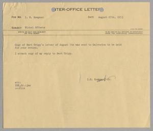[Letter from Isaac Herbert Kempner Jr. to Isaac Herbert Kempner, August 27, 1953]