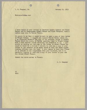 [Letter from I. H. Kempner to I. H. Kempner, Jr., January 10, 1953]