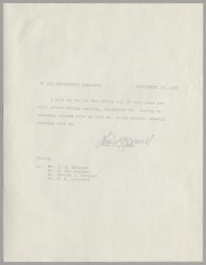 [Letter from Thomas Leroy James to Department Managers, September 16, 1960]