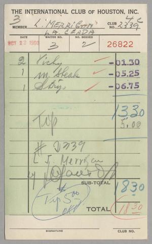 [Receipt for items sold to L. Merrigan]