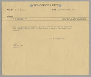 [Letter from Isaac Herbert Kempner Jr. to Isaac Herbert Kempner, September 22, 1953]