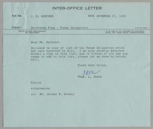 [Letter from Thomas Leroy James to Isaac Herbert Kempner, November 27, 1960]