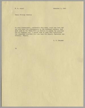 [Letter from Isaac Herbert Kempner to Gus A. Stirl, November 2, 1960]
